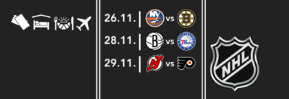 3 zápasy | NHL & NBA | Pasta | Nets | Devils | Islanders | Flyers předvánoční New York