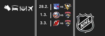 Přímý let z Vídně! | NHL: NY Rangers - Pittsburgh & NY Islanders - Florida & NJ Devils - 