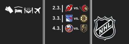 NHL: NY Devils - Ottawa & NY Rangers - Boston & NY Islanders - Vegas