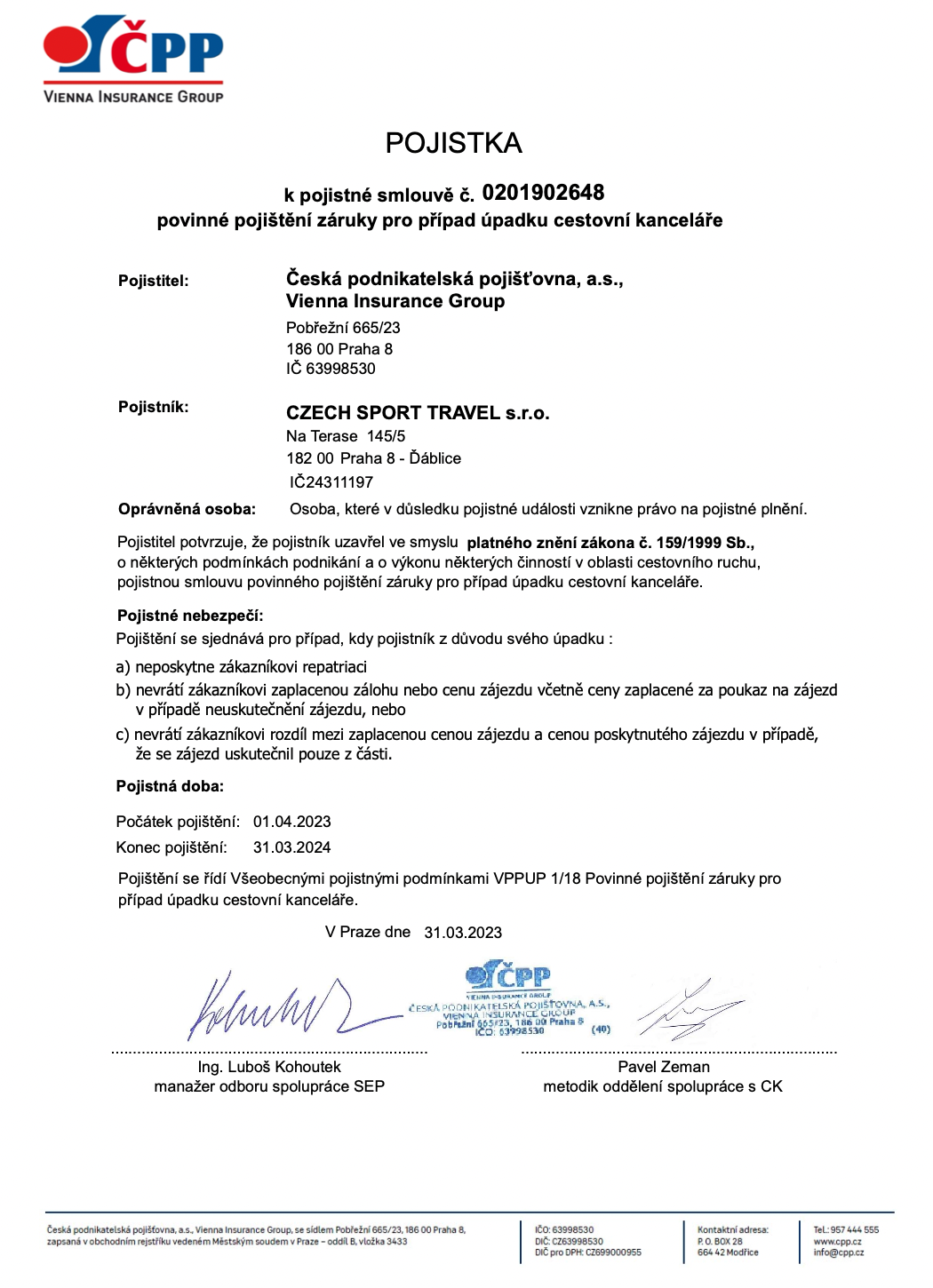 ČPP - pojistka 2023